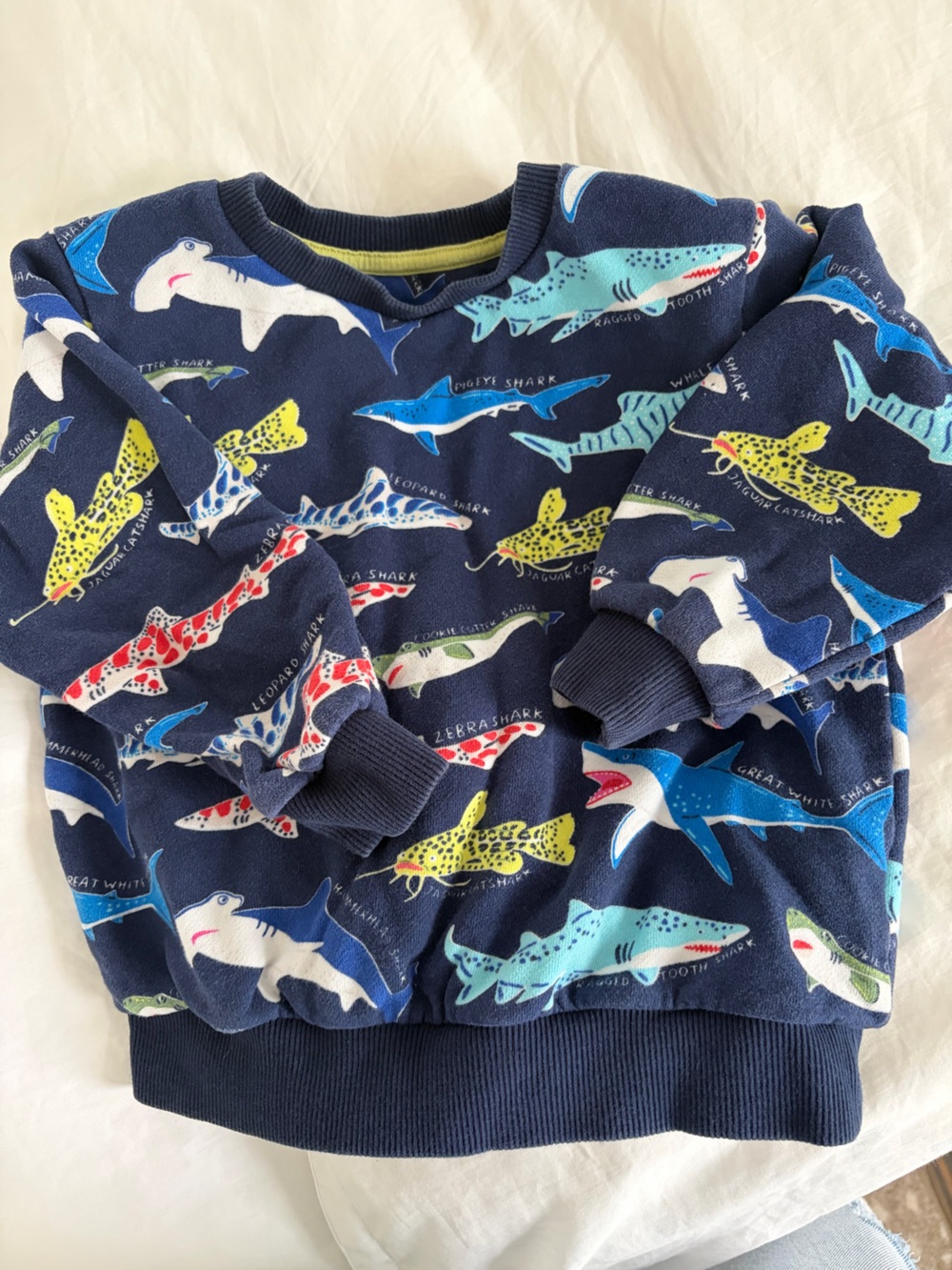 Mini Boden Navy Shark & Ray Print Sweatshirt Toddler Boy 3-4